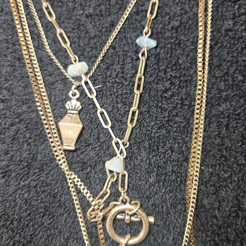 Free Press Gold Layered Necklace with Turquoise Accents - Picture 3 of 5